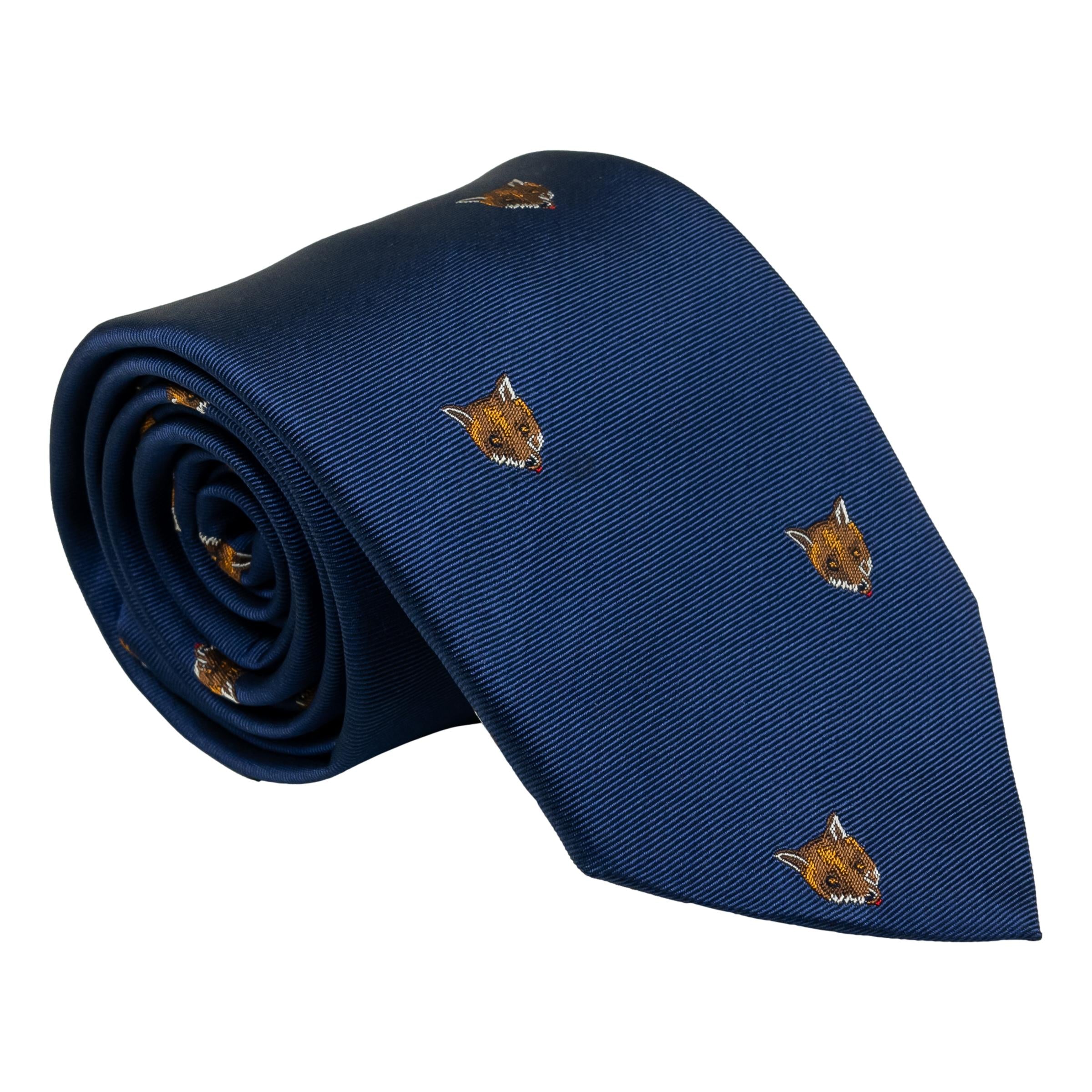 Fox Head Woven Silk Tie