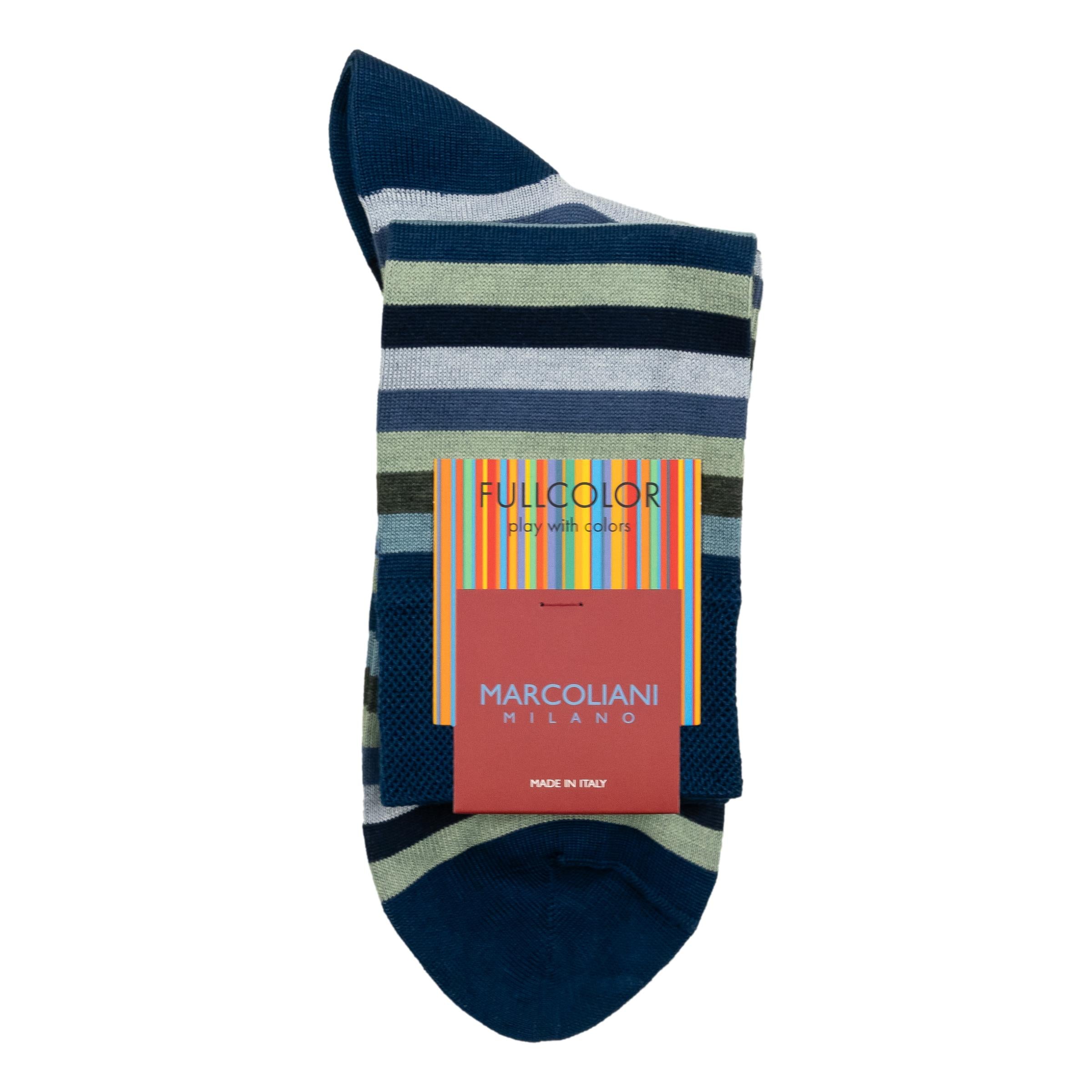 Pima Cotton Rainbow Stripe Over-the-Calf Dress Socks