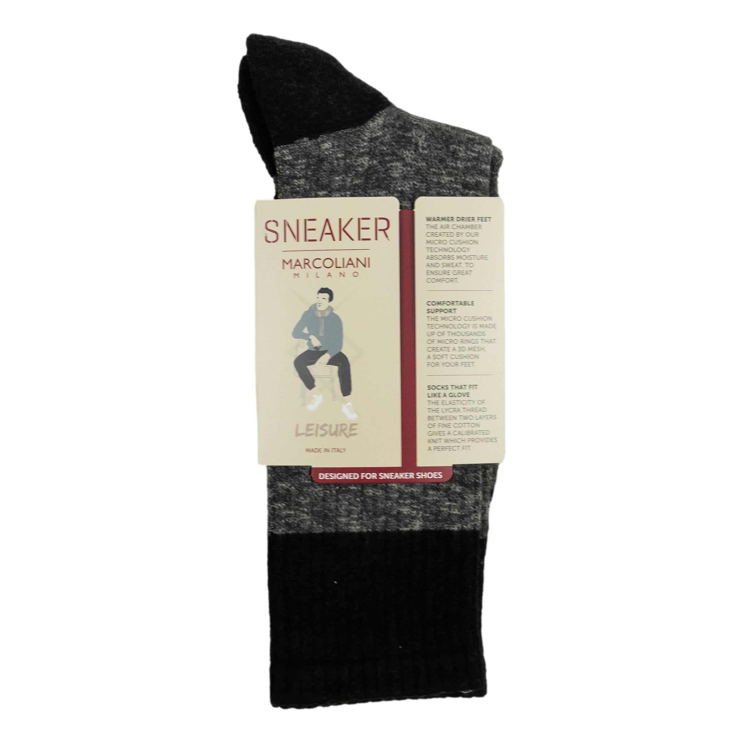 Contrast Sole Cotton Mid-Calf Sneaker Sock