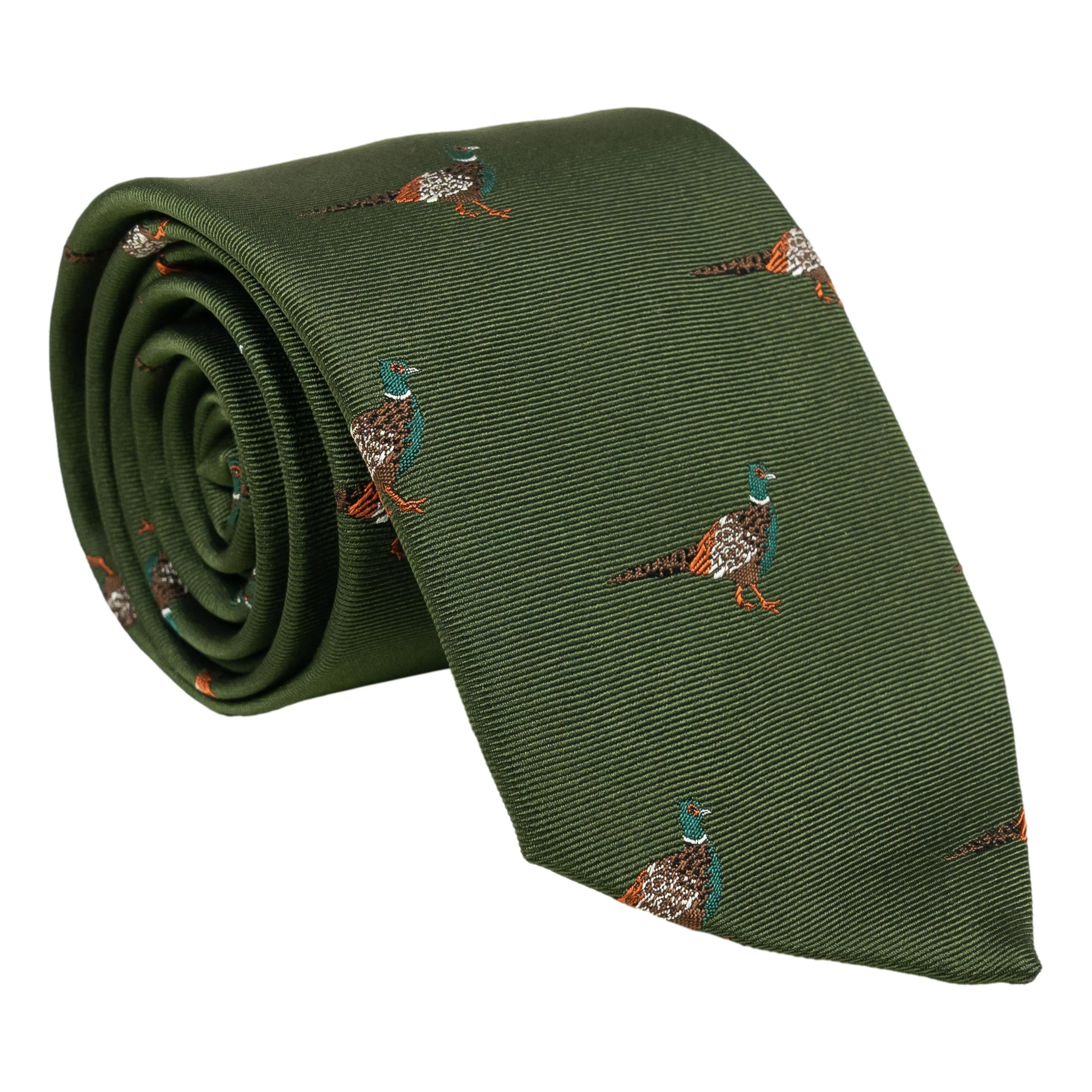 Pheasant Woven Silk Tie