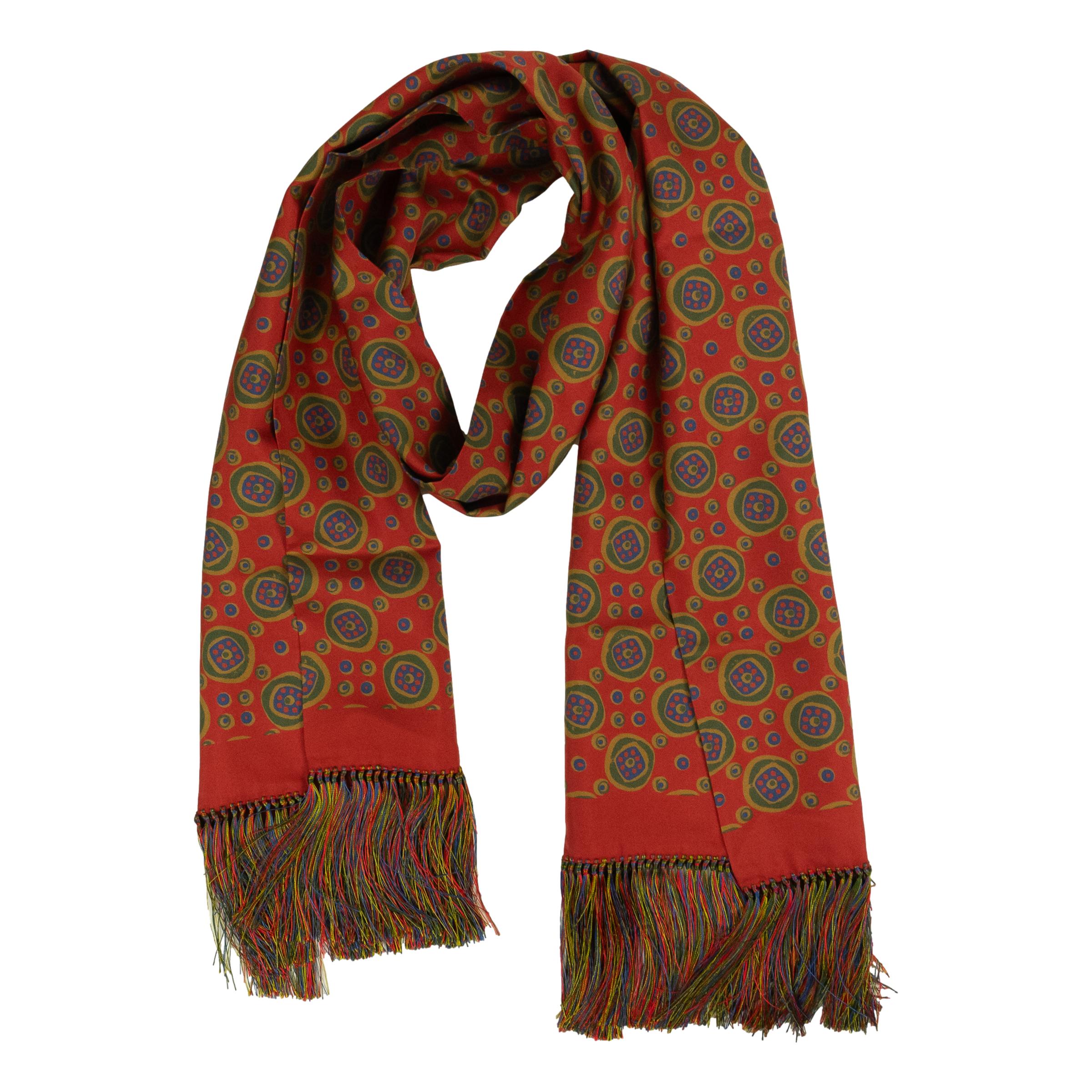 Abstract Patterned Harlow Silk Fringe Scarf