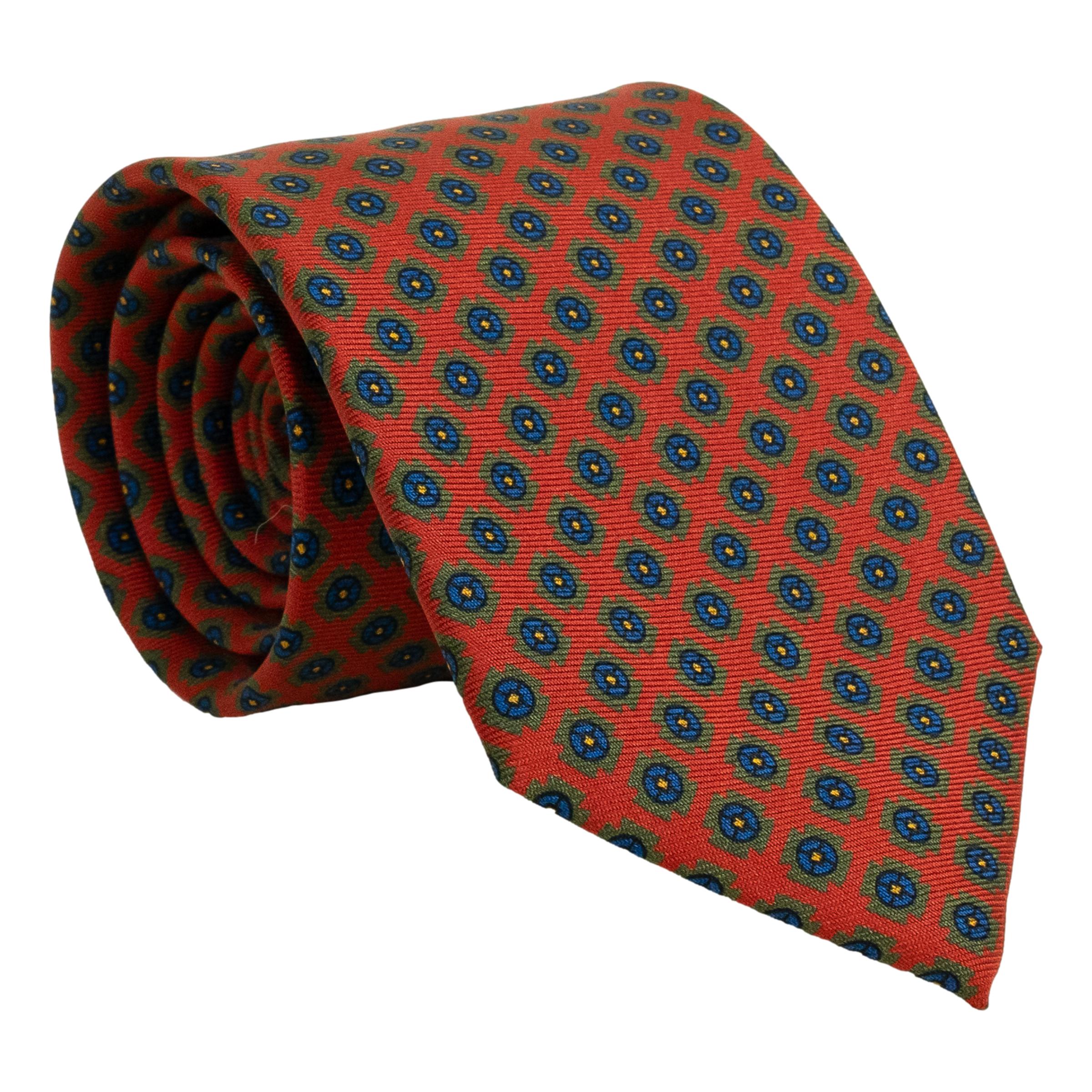 Abstract Shield Patterned Silk Tie