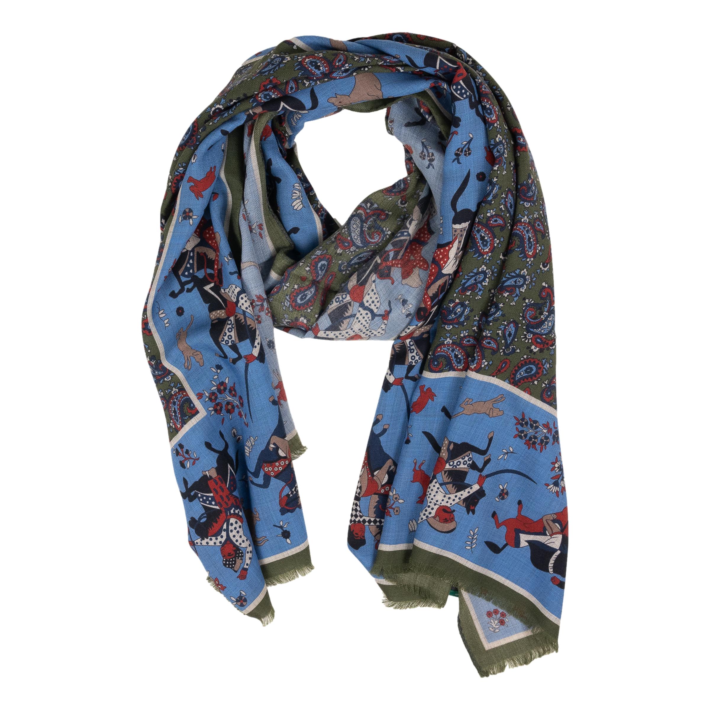 Horse Archer Bordered Paisley Scarf