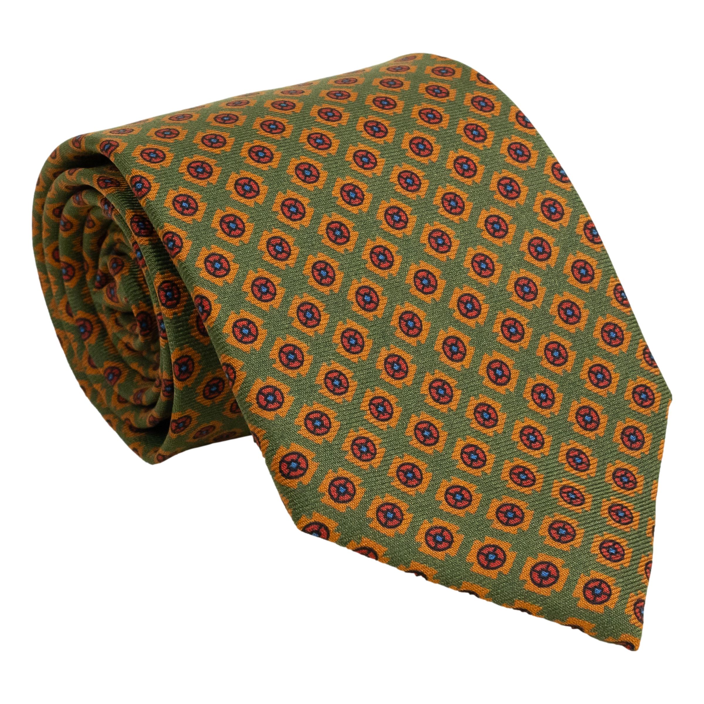 Abstract Shield Patterned Silk Tie