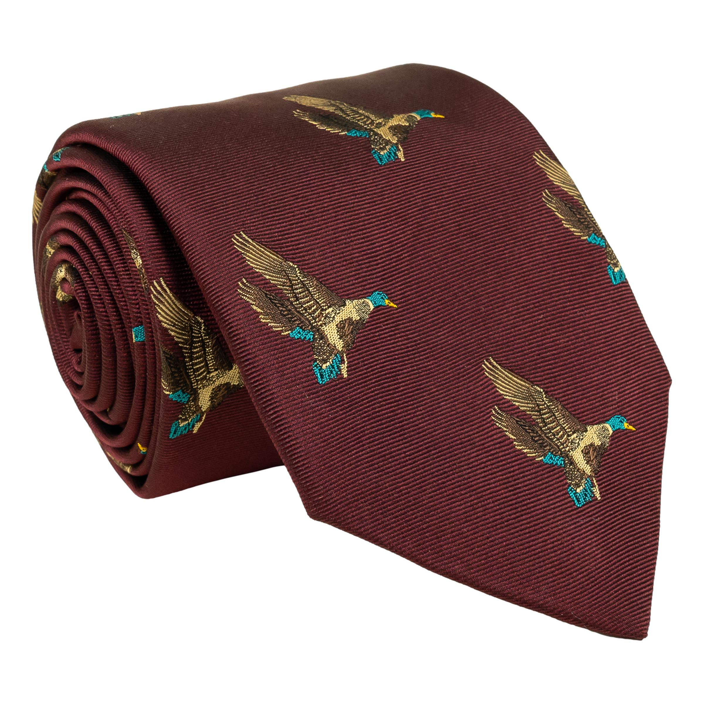 Flying Mallard Woven Silk Tie