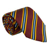 Maroon with Navy, Gold, and Light Blue Regimental Stripe Tie