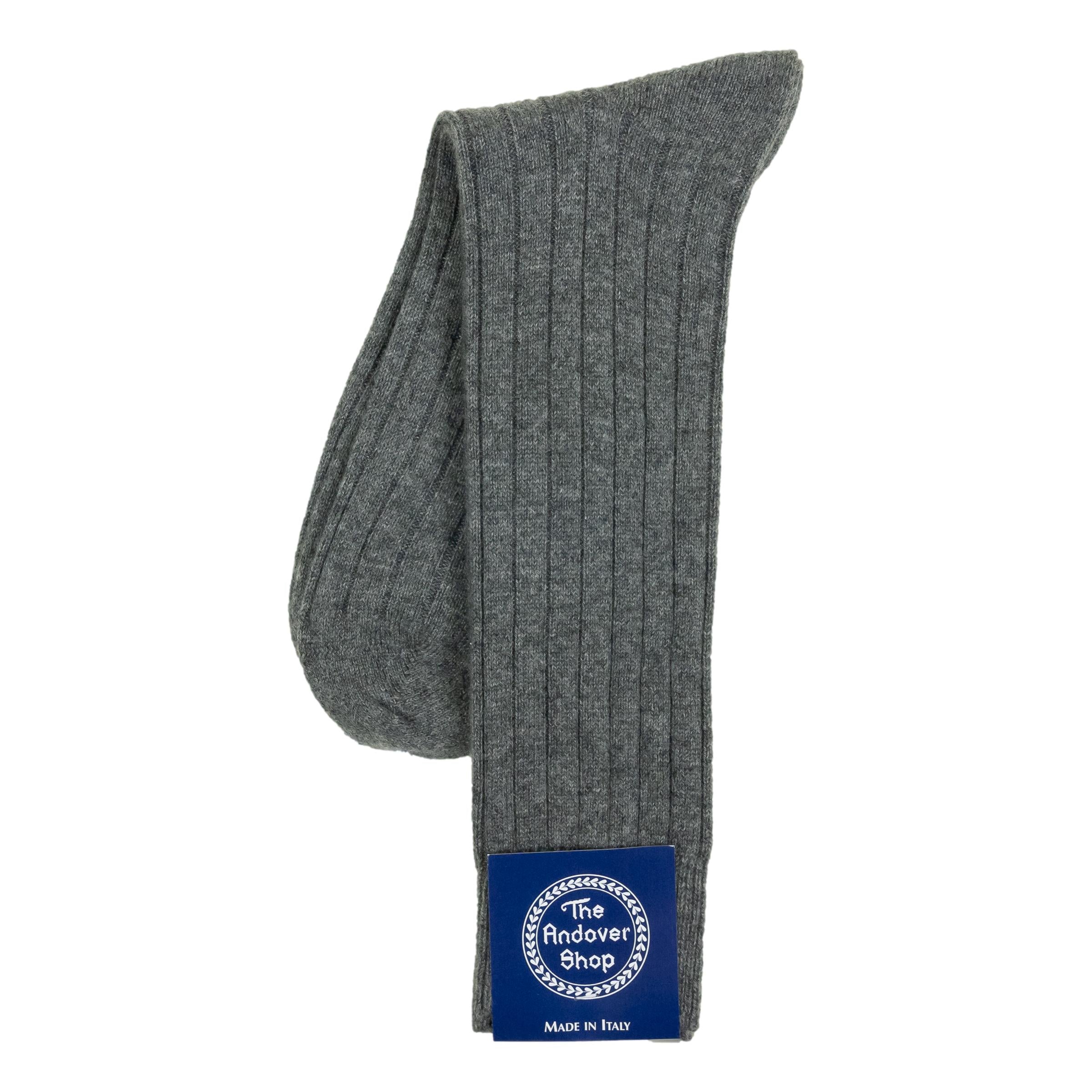 Mid-Calf Cashmere Ribbed Dress Sock