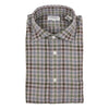 Natural and Green Check Brushed Cotton Spread Collar Sport Shirt