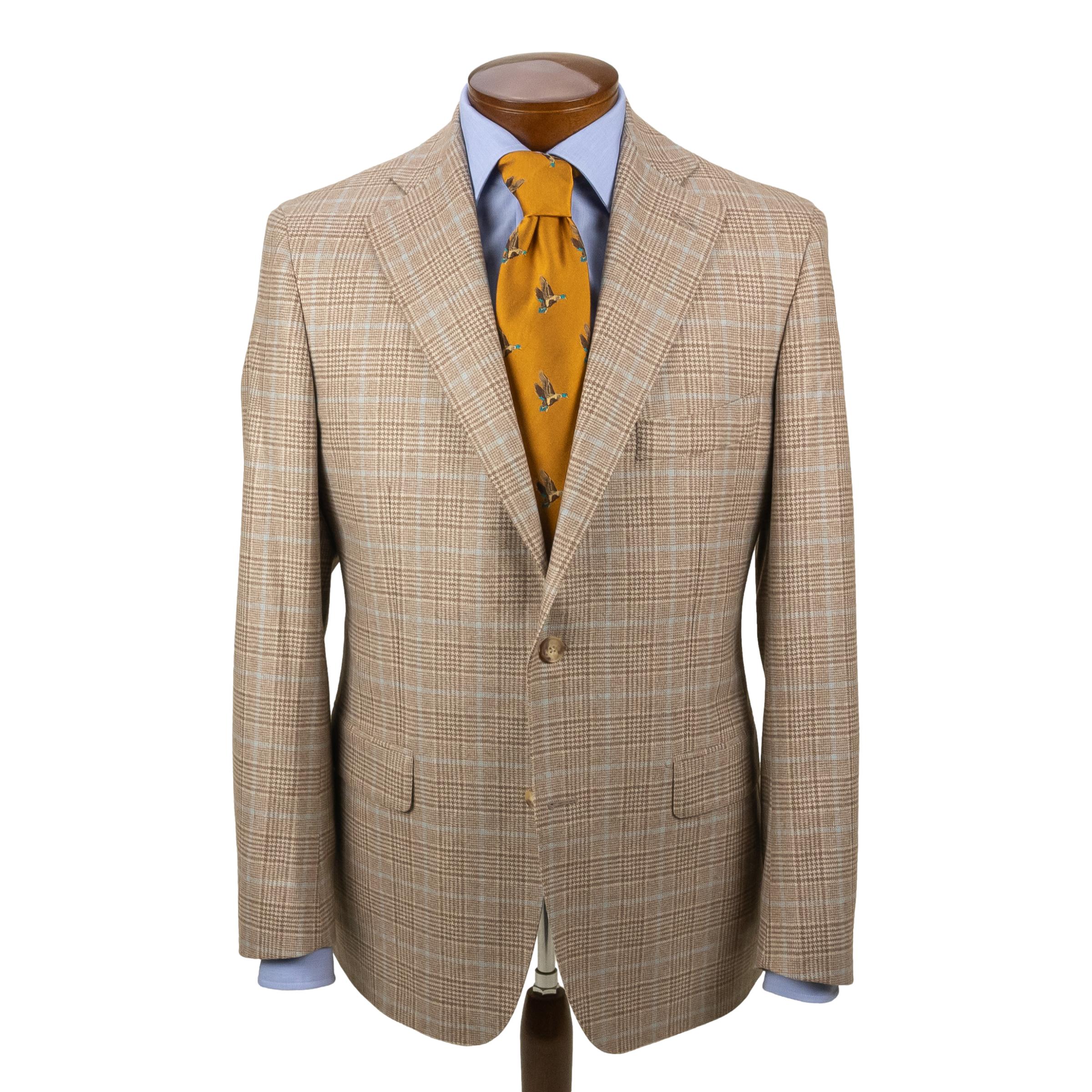 Oat Glen Plaid with Light Blue Windowpane Wool and Cashmere Sport Coat