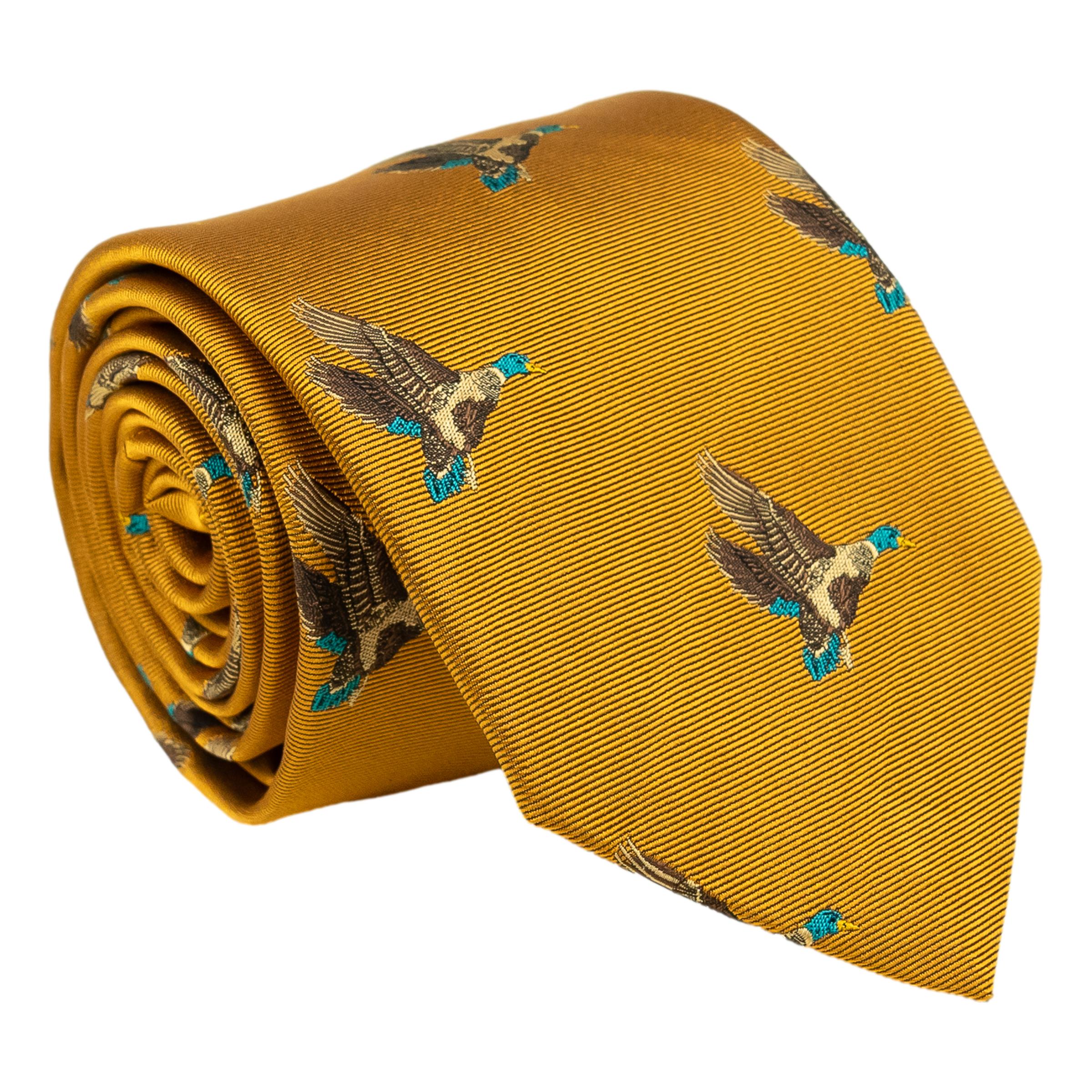 Flying Mallard Woven Silk Tie