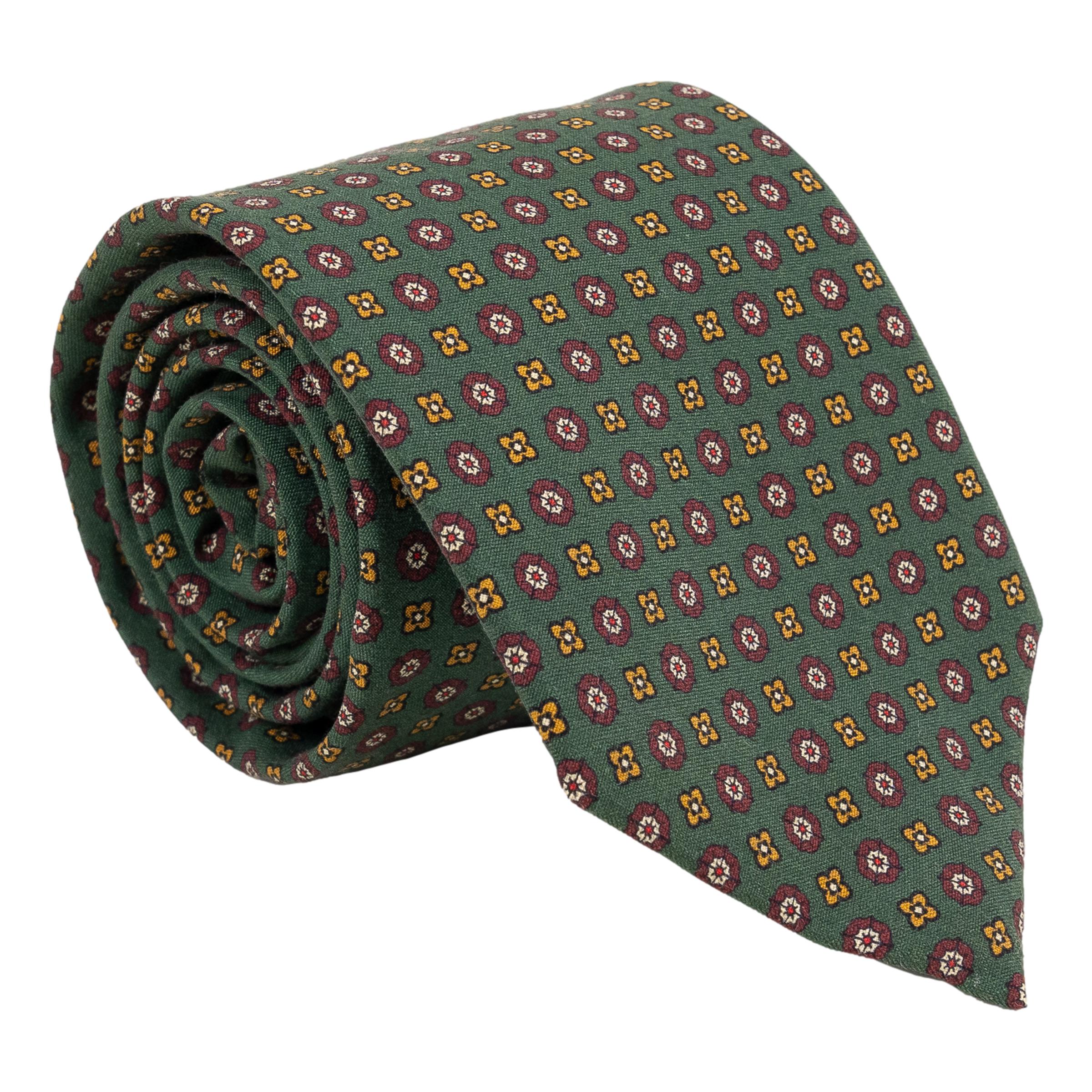 Mini Abstract Diamond and Shield Pattern Silk Tie