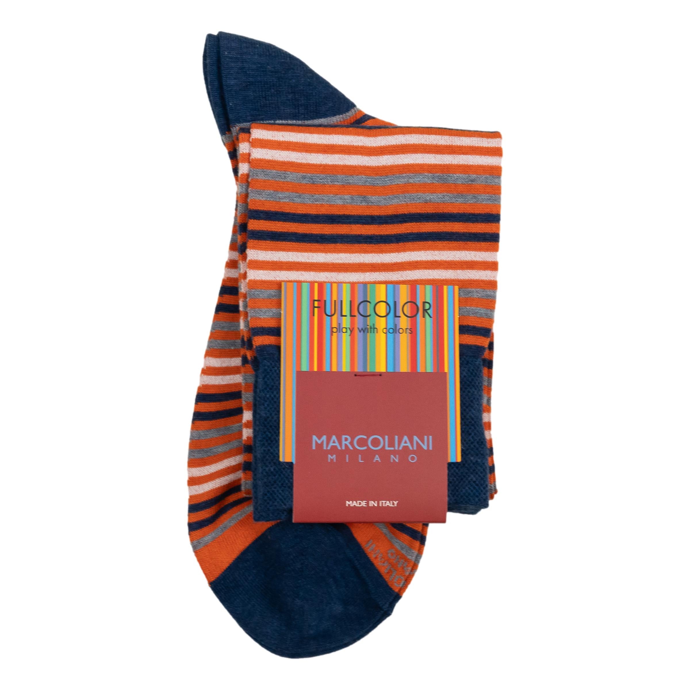 Pima Cotton Simple Stripes Over-the-Calf Dress Socks