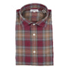 Red and Camel Plaid Cotton Spread Collar Sport Shirt