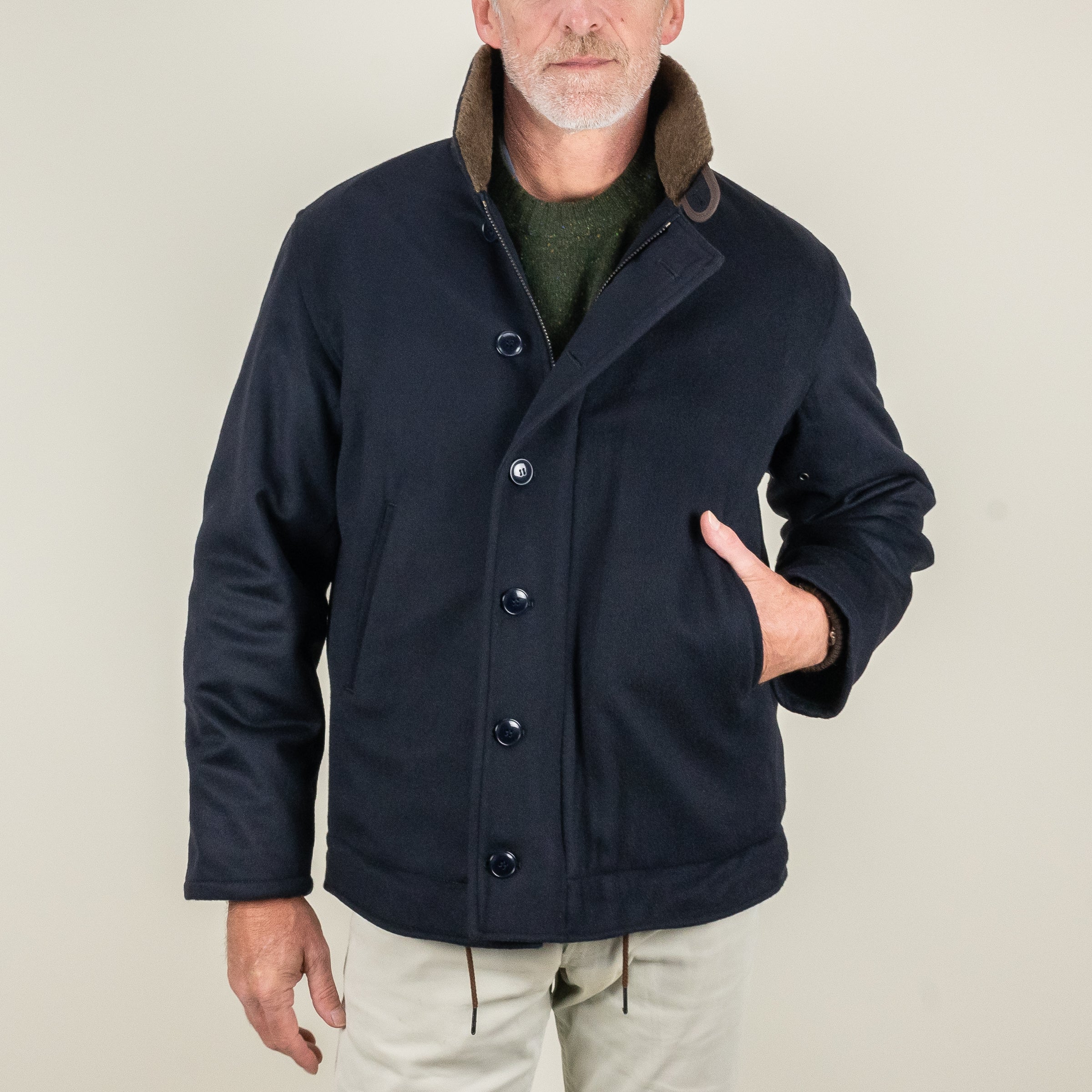 Navy deck jacket best sale