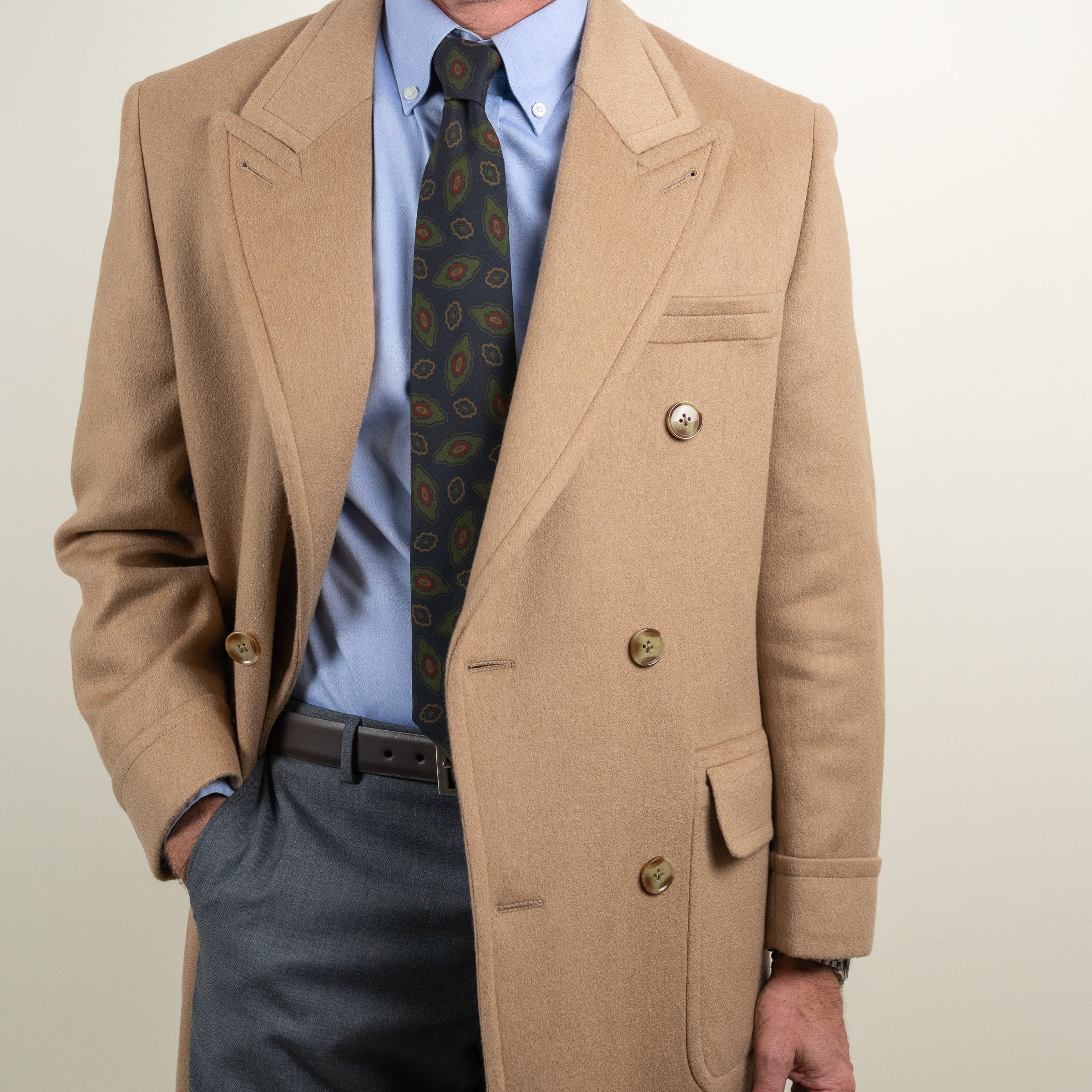 Camel Hair Double Breasted Polo Coat