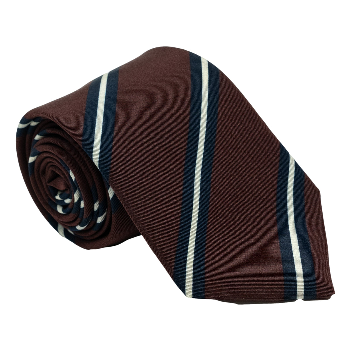Maroon with Navy and White Striped Irish Poplin Tie – The Andover Shop