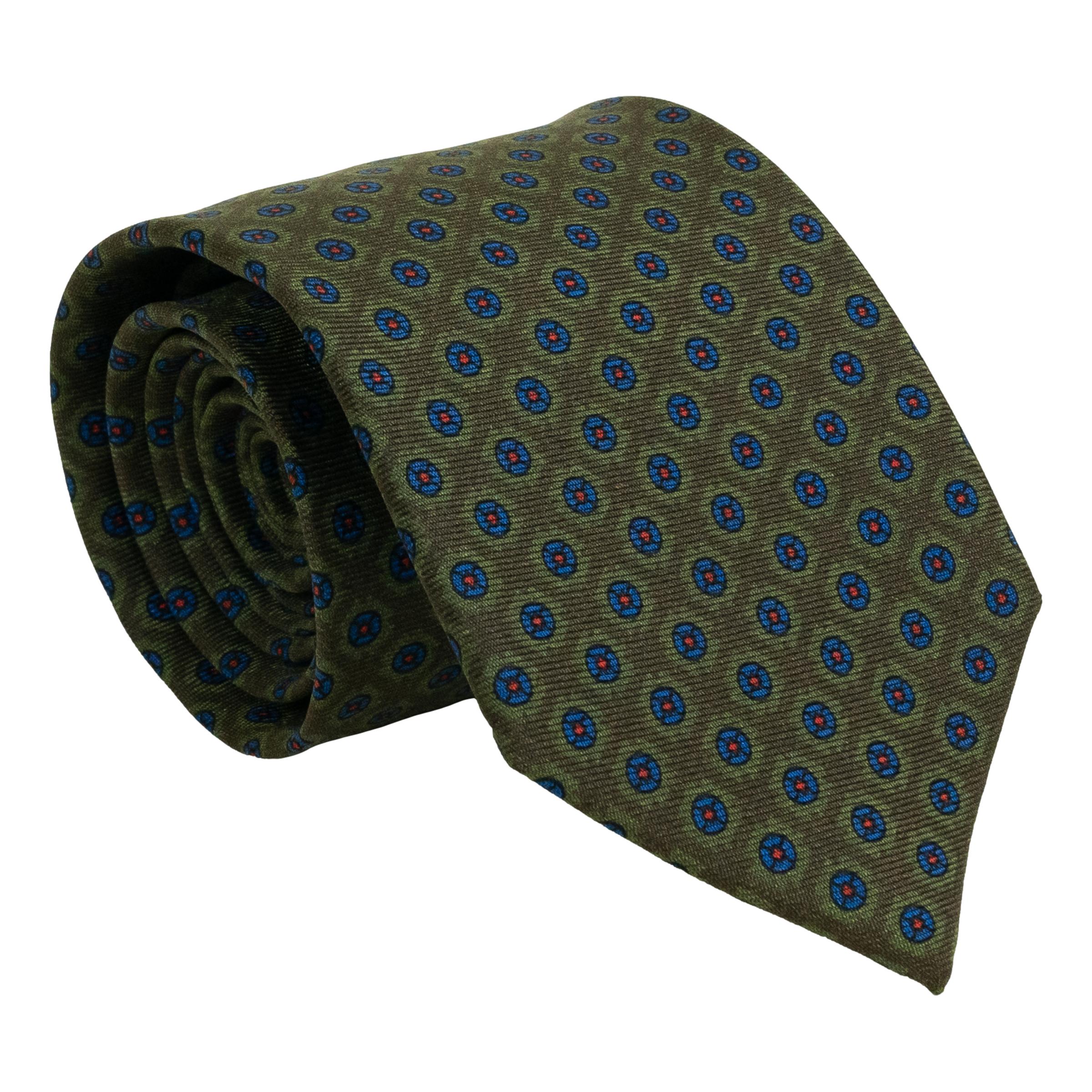 Abstract Shield Patterned Silk Tie