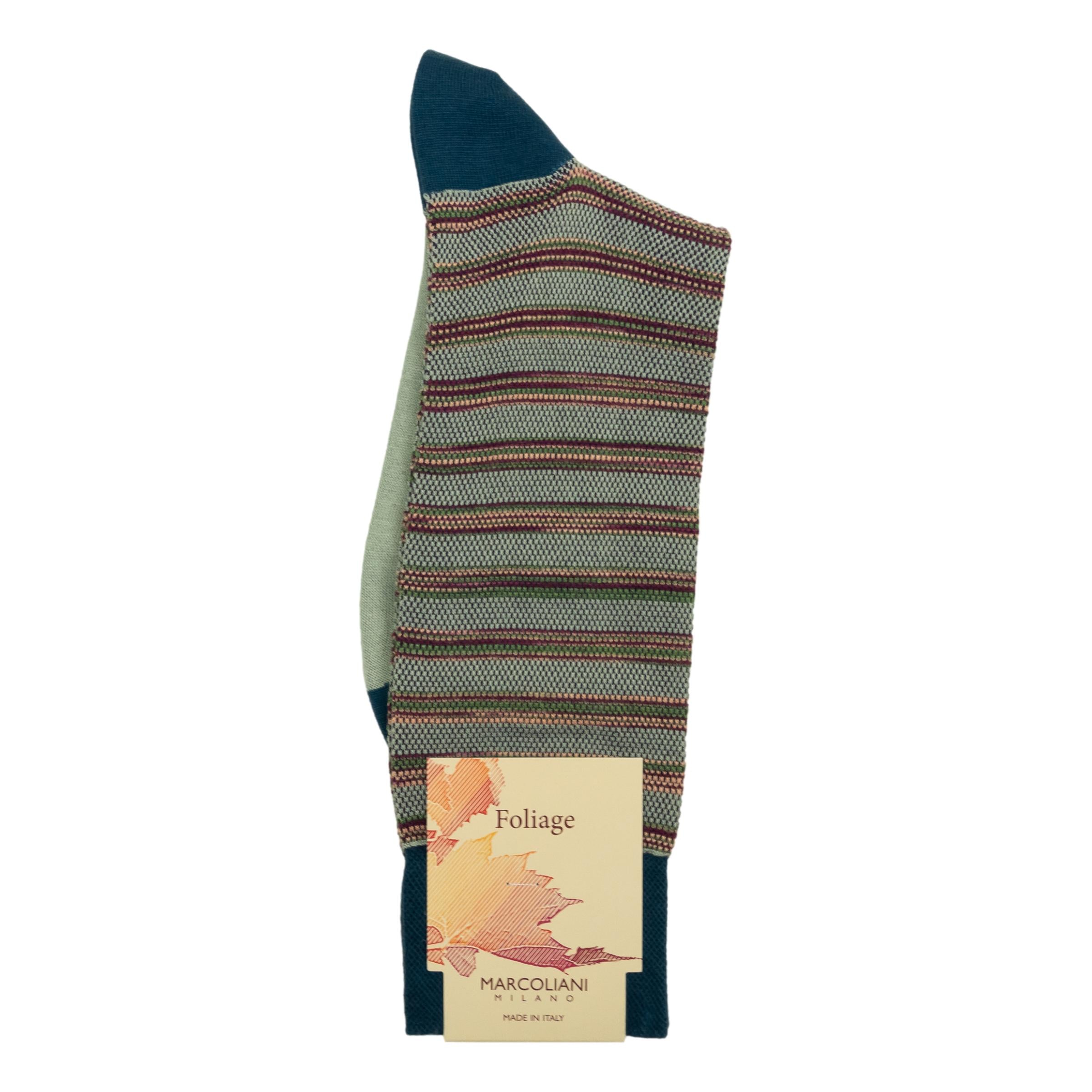 Vineyard Stripes Cotton and Merino Mid-Calf Dress Socks