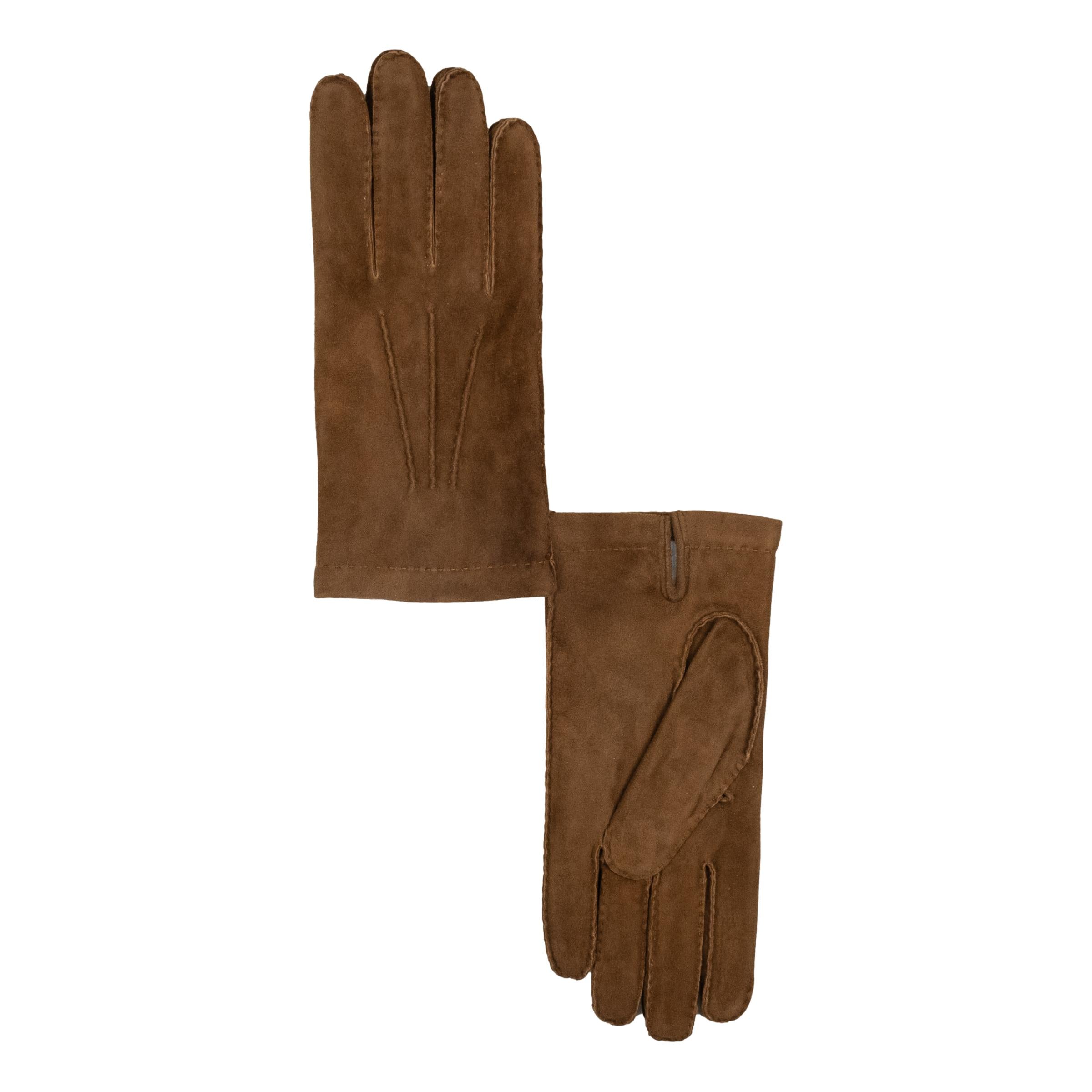 Men's Suede Leather Gloves with Cashmere Lining and Palm Vent