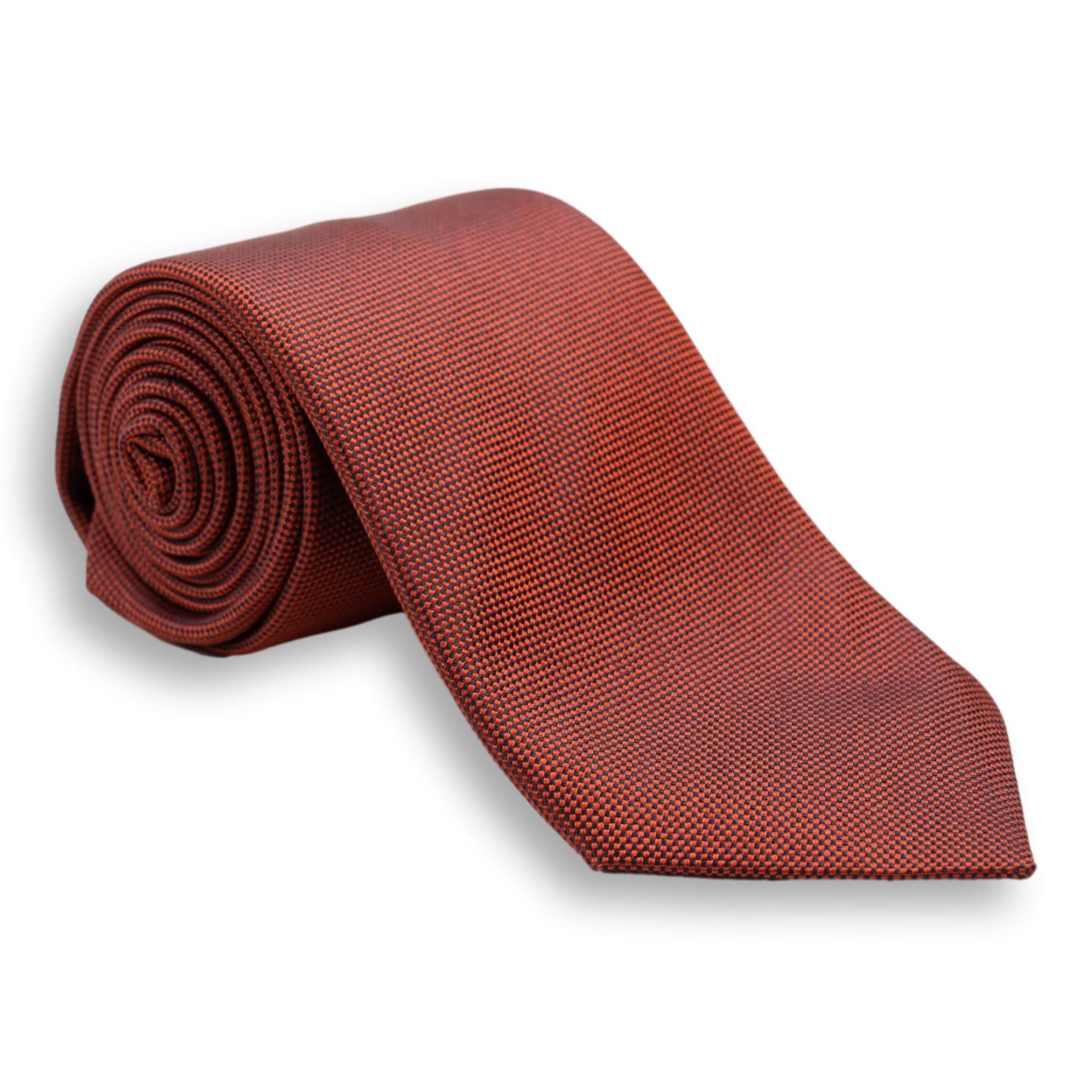 Red Tie in Basket Weave Silk Red