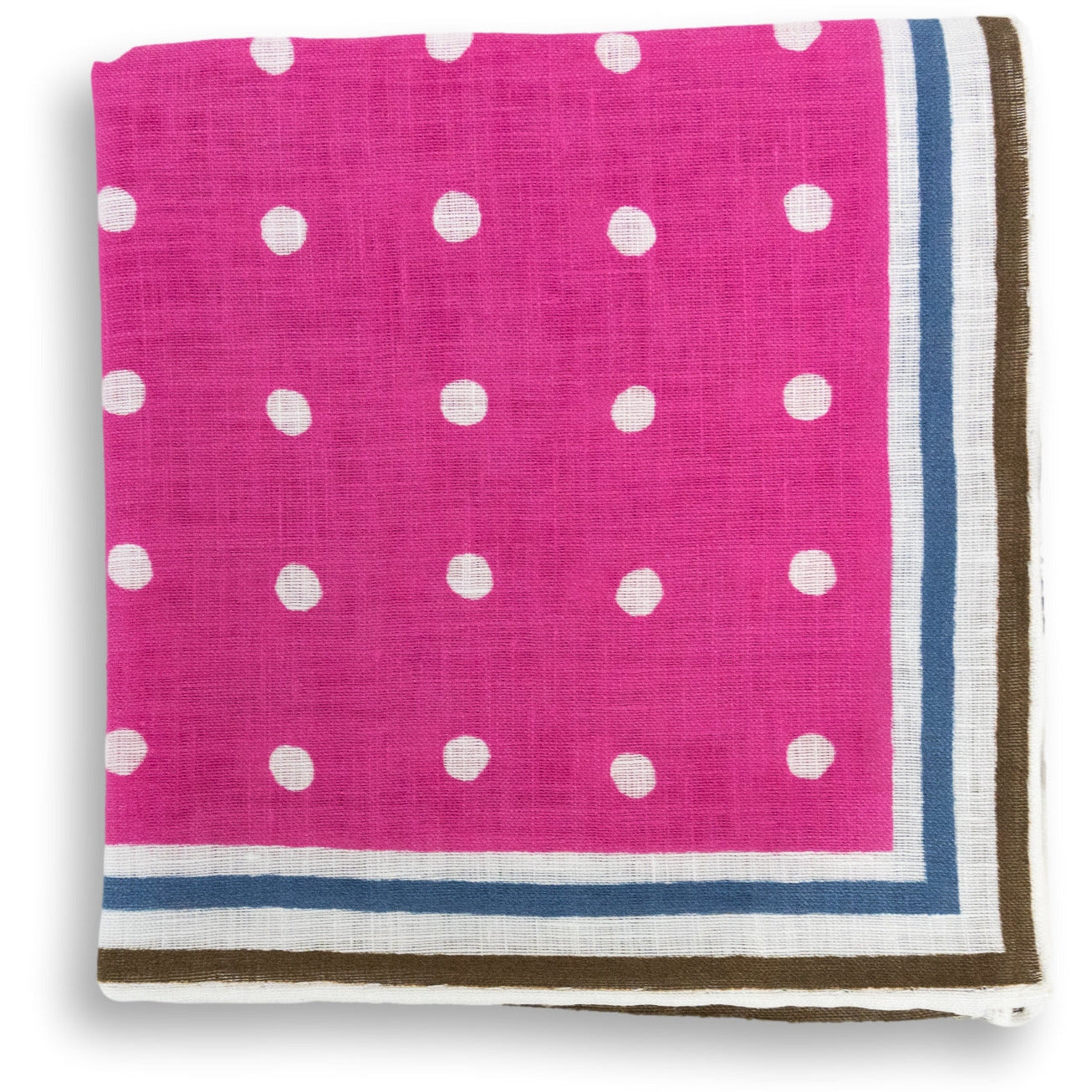 Stripe Bordered Polka Dot Linen Pocket Square