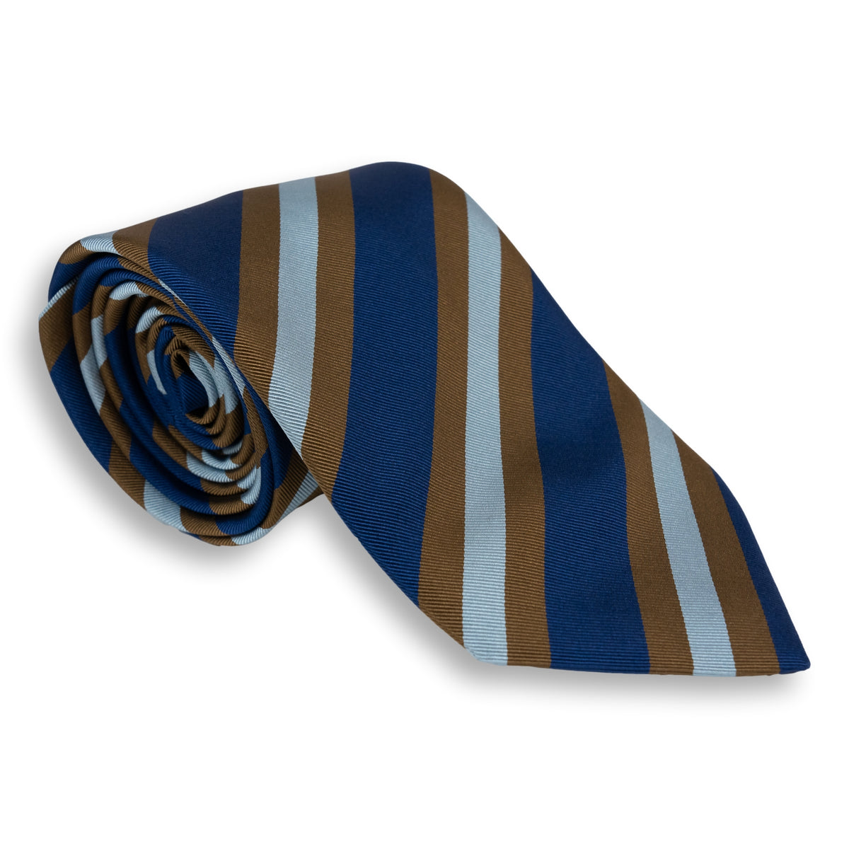 Navy, Brown, and Light Blue Silk Reppe Stripe Tie – The Andover Shop