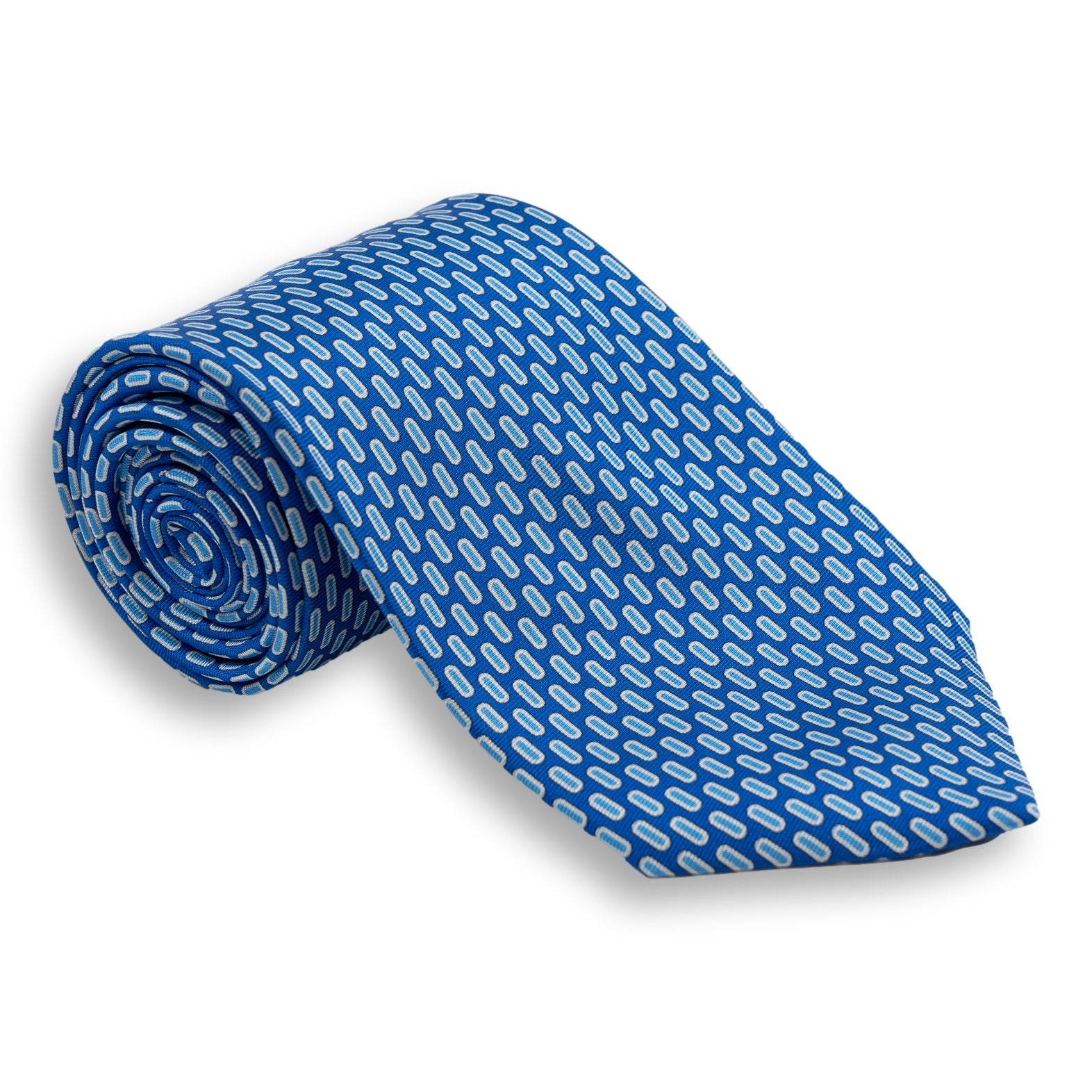 White Bordered Oval Silk Tie