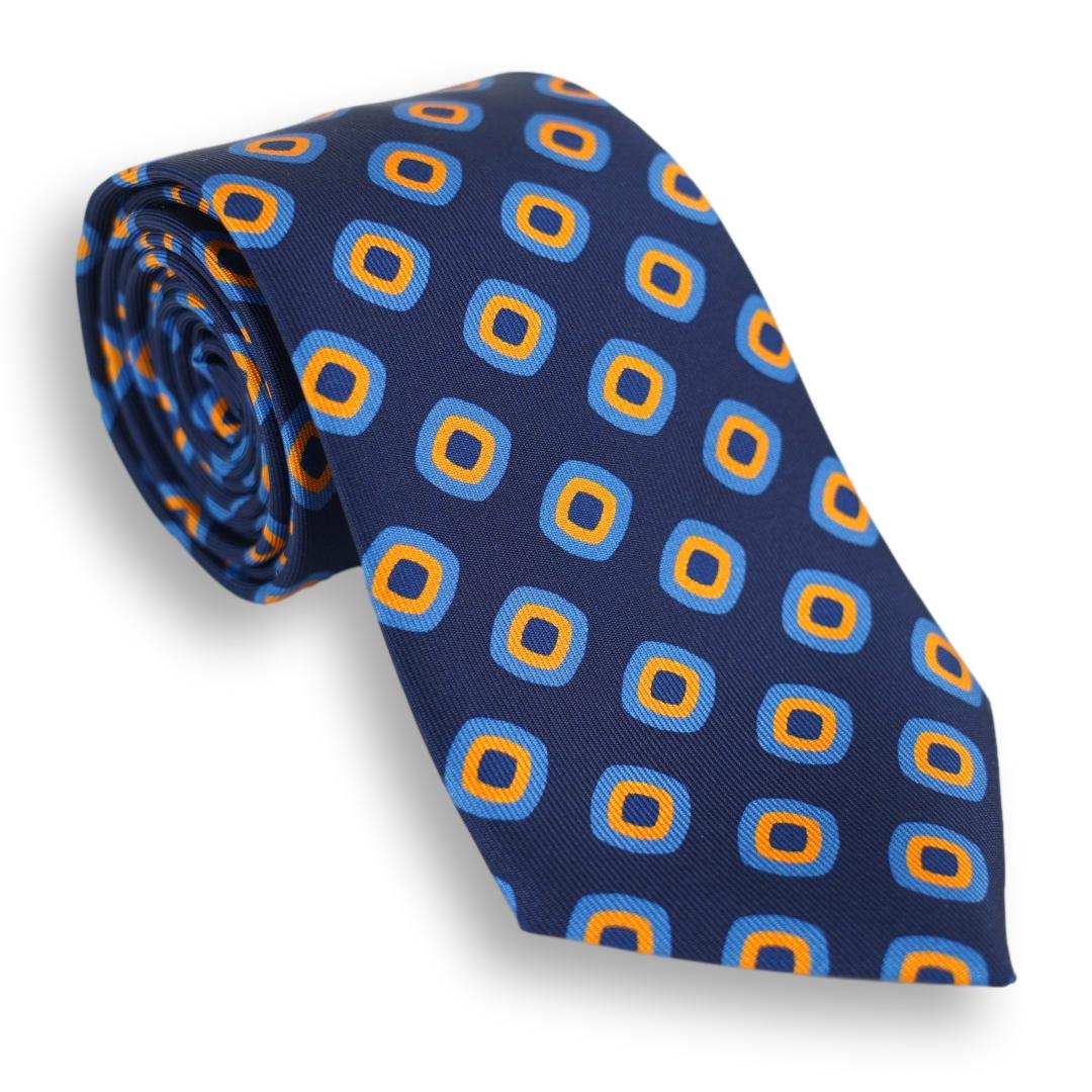 Diamond Bullseye Motif Silk Tie