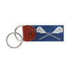 Crossed Lacrosse Sticks Needlepoint Key Fob